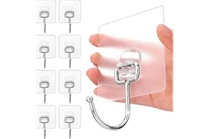 ‎CHARFIA Charfia 8 Stück 15kg (Max) Selbstklebend Haken Extra Stark, Große Klebehaken Transparent Haken Selbstklebend Wandhaken Selbstklebend für Küche Bad Wand & Decke Aufhänger