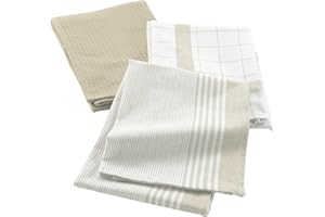 Douceur d'Intérieur, 3 strofinacci (50 x 70 cm) Vibrato lino, cotone operato nido d’ape