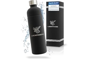 Luckymoose® Infinity Flasche 1,25L für Aarke Carbonator 3, Philips GoZero & Brita sodaOne Wassersprudler - Spülmaschinenfeste Edelstahlflasche ohne Ablaufdatum (Schwarz)