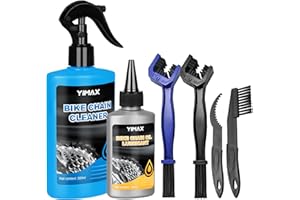 YIMAX Pulitore per Catena della Bici, Kit per la Pulizia della Bicicletta 6 in uno 100 ml di Lubrificante per Catena 300 ml di Detergente per Catene, Sgrassante per Catena della Bici con Spazzola.
