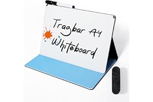 AGM Whiteboard Klein A4 Kein Magnet, 31 x 24cm Mini Tragbar Memoboard Doppelseitiges Whiteboard Abwischbar Harte Schale für Büro, Schule, Zuhause - inkl. 1 Marker mit Radierspitze