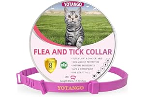 YOTANGO Collare Antipulci Gatto, Collare Antiparassitario per Gatti, Trattamento Collare Gatto Antiparassitario Regolabile 8 Mesi di Protezione Naturale Antipulci per Gattini di Taglia e Grande Rosa