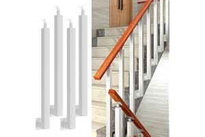 CVTER Postes De Balaustre De Escalera Cuadrados: Husillos De Barandilla De Metal Ajustables De 270° Con Base De Soporte Plano Y Kits De Tornillos; Los Postes De Hierro Blanco Son Adecuados Para Terrazas
