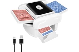 aquota Mélangeur de Cartes Automatique, Portable et Rechargeable, Manuelle, Silencieux, pour 1 à 2 Jeux de Cartes, Compatible avec UNO, Poker, Blackjack, Skip-Bo et Phase 10