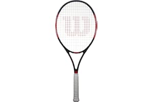 wilson Federer Elite 105 Adults Tennis Racket (Available in Grip Sizes 1 to 4) (Grip 3 (4 3/8'')), Black, Red, White, One Size
