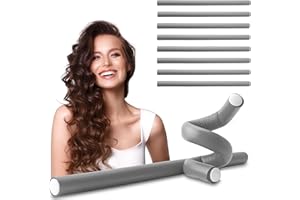 ECENCE Rulos Pelo Rulos Flexibles para Rizar Pelo Rizador Pelo sin Calor 10x Bigudies para Rizar el Pelo 14 mm de diámetro x 240 mm de longitud Gris para Cabello Largo y Corto