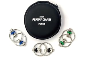PILPOC Fidget Flippy Chain Key Ring Fidget Toy (3 Piece Set), Perfect for ADHD, Anxiety, Stress, Autism, with Exclusive Protective Case