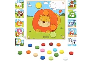 Japace Puzzle od 1, 2, 3 lata, mozaika, zabawka Montessori, gra kolorowa, z 25 kolorowymi klockami i 10 wzorami, edukacyjna zabawka motoryczna, prezent dla dzieci