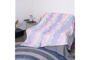 AEDCBAIDE Kuscheldecke für Kinder, Weißes Pferd Glow in The Dark Kuscheldecke für Bett, Super Fleecedecke, Weiche Flauschig Plüsch graue Decke für Mädchen Jungen, Warme Geschenke für Geburtstag