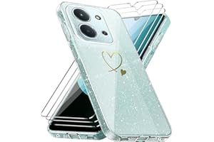 Handyhülle Kompatibel mit Xiaomi Redmi 15C 4G/ 5G / Poco C85 EU Version (Nicht für Global Version) mit 3 Stücke Schutzfolie, Weich TPU Anti-Fingerabdruck Hülle, Glitzer Schutzhülle (Transparent)