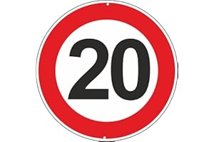 ‎PUBBLIMANIA Pubblimania Maximale Geschwindigkeit 20 km Verkehrsschilder aus Aluminium, rund, 3 mm dick, für den Außenbereich Ø 30 (maximale Geschwindigkeit 20 km)