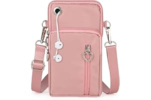 Aucuu -Bandolera Pequeña Mujer de Nailon,Bolso de Teléfono Móvil para Mujer,con puerto para auriculares para teléfonos móviles y Correa Ajustable,Guardar Móvil de Hasta 7"