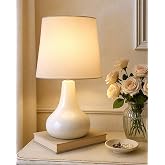 Homesake® Modern Small Ceramic Table Lamp, Warm Light Classic Bedside Desk Lamp for Living Room Bedroom Dining, Restaurant, F