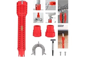 GENERIC 8 in 1 Faucet Wrench Tool, Water Pipe Wrench with Comfortable Grip, Tap Spanner for Tight Space, Multi-Functional Tap Spanner Set for Sink, Bathroom and Kitchen Plumbing Repair