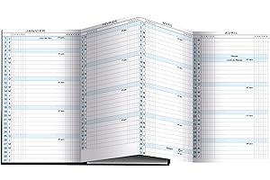 Exacompta 162622E - Recharge Agenda de poche Exaplan 16 accordéon - 9 x 16 cm - Planning mensuel Janvier à décembre 2026