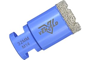 Broca Diamante para Azulejos 32mm - Corona Diamante con M14 para Taladrar en seco en Porcelana dura Cerámica Baldosas Granito Mármol Piedra VENJELD