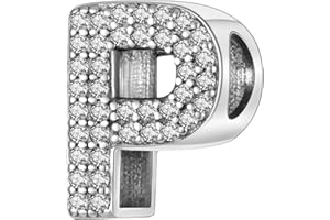 MULA 925 Sterling Silver Charms for Bracelets and Necklaces A-Z Alphabet Beads Dangle Pendants with 5A Cubic Zirconia Jewelry for Women Family