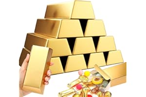 HecticCore 24 Goldbarren Süßigkeiten Boxen, Goldmünzen und Münz, geschenkbox klein, perfekt für Piratenmottos, Partys, Geburtstag, Schatzsuchen, Casino-Dekorationen und Kindergeburtstage