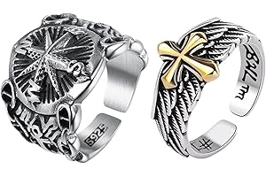 YSJCHEBS Anelli Aperti 2 Pezzi, Bussola Vintage, Anelli A Molla Incrociati, Anelli Regolabili