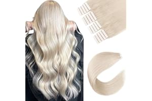 Sixstarhair Platinblond Tape In Extensions Echthaar 20 StüCk 50 Gramm 40cm Invisible Tape In HaarverläNgerungen #1000 Seidig Glatte 100% Remy Haar