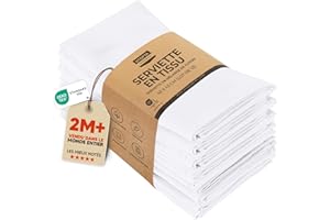 Utopia Kitchen Serviettes de Table en Tissu [12 Pack, Blanc] 46x46 cm en Coton Mélangé Lavable et Réutilisable pour l'hôtel, Le Déjeuner, Le Restaurant, Les Mariages, Les Evénements et Les Fêtes