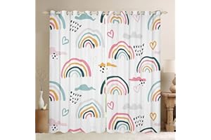 Homewish Rainbow Curtains Cartoon Window For Kids Girls Boys Nursery Colorful Iridescent Treatments Clouds Love Heart Thermal Insulated Drapes Multi 26 46"X54"*2 (Oyl00078Wccsh46X54)