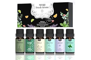 MISIJI ätherische öle Set Top 6 Aromatherapie-Ätherische Öle für Diffusor für Zuhause,aroma diffuser für Aromatherapie,massageöl,Wäsche,Kerzen&Seifenherstellung,Luftbefeuchter,lavendelöl