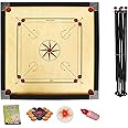 WRF Superior Matte Finish Practice Carrom Board for Serious Professional Practice with Coins Striker and Powder Black New (WRF 32 Inch with Stand WR-5)