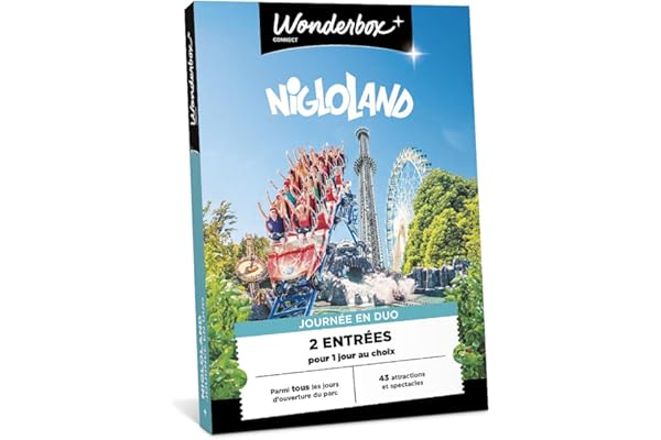 Wonderbox Connect - Coffret Cadeau - Nigloland - 2 entrées pour 1 Jour au Choix - Plus de 40 Attractions et Spectacles - Parc à thème - Validité 27 Mois