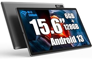 azamp Tablette Tactile Android 14 Mes-B3 (15.6 Pouces Écran IPS HD 1920x1080) 6Go RAM + 128Go (Extensible 512Go) - Wi-FI 5G/Batterie 12000mAh - Idéale Productivité/Divertissement/Étude