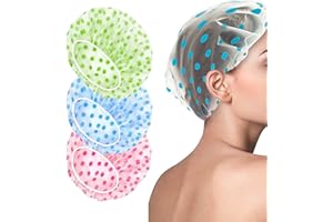 AONAT 3 Pack Shower Caps for Women/Men Waterproof Shower Caps Reusable Shower Hats Elastic Bath Cap for Women Kids Girls, Travel Spa, Hotel and Hair Salon