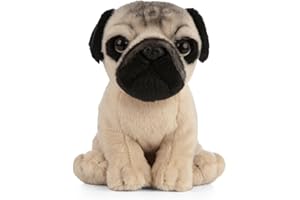 Living Nature Cachorro Pug, Perro de Peluche Suave y Realista, Felpa Ecológica Naturli, 16 cm
