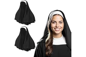 Fartoni X2 Coiffe Nonne Pour Déguisement De Nonne Fille Ou Femme. Accessoires De Costume D’Halloween. Chapeau De Terreur Ou Peur. Voile De Costume Pour Hommes. Accessoires De Costumes
