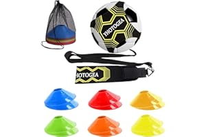 YHOTOGEA Fussball Trainingszubehör, Fussballtrainer und 12 Hütchen, Fußball Geschenke Jungen, Kinder und Erwachsene, Verstellbarem Taillengürtel für Bälle Größe 3/4/5