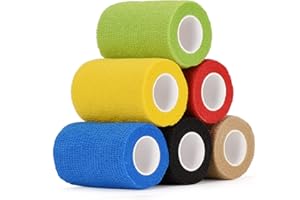 SEADESKY 6 Pack Self Adherent Cohesive Bandages 7.5cm x 4.5m Self Adhesive Bandage Pet Vet Wrap for Dogs Horses Pet Self Adherent Bandages Tape for Wrists Ankle Sprains Elastic Bandage for Sports