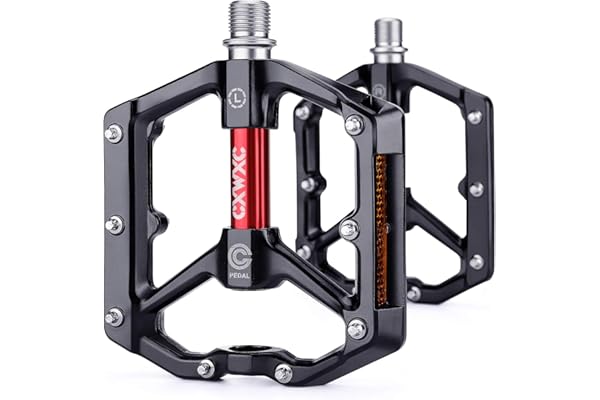 CXWXC Pédales de vélo avec 3 réflecteurs et Couche scellée en Alliage d'aluminium - Large Plate-Forme - Pédales de vélo de 9/16" - Légères - Antidérapantes pour VTT, vélo de Route