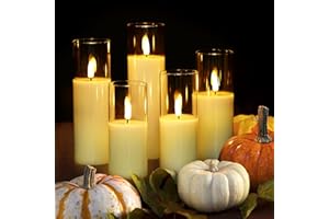Eachen LED Candele Flameless Set di 5, Φ 5.5CM, Altezza 13,14,16,18,20CM, Candela a Batteria Senza Fiamma con Timer e Telecomando, Candele Led Fiamma Oscillante, Candela Led Finte per Feste, Natale
