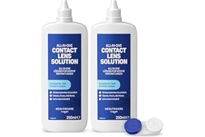 BY AMAZON Amazon Basic Care Solution pour lentilles de contact tout-en-un 2 x 250 ml (compatible boîte aux lettres)