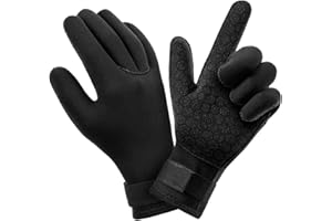 AUAUY Guanti in Neoprene Elastico, 3mm Guanti da Muta Termica, Guanti da Immersione con Polso Elastico e Particelle Antiscivolo, per Immersioni Snorkeling Surf Pagaia Kayak Nuoto