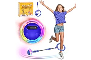 Charmofun Cheville Skip Ball, Pliable Anneau de Saut de Cheville, Balle de Saut Enfants avec Sac de Rangement, Flash Saut Anneau Ball pour Les Filles de 6-12 Ans (Bleu)
