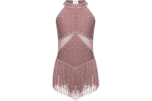 ranrann Dziecko Dziewczyna Trykot Gimnastyka Bez rękawów Rhinestone Kombinezon Gym Taniec Strój Łyżwiarstwo figurowe Kostium Pokaz 5-16 lat