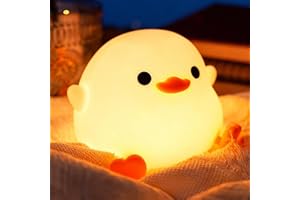 Amaredom DoDo Canard Veilleuse, Veilleuse pour Enfants en Silicone à Lumière Variable, Lampe de Chevet avec Minuterie et Commande Tactile pour Enfant Adulte Chambre Décoration Cadeau Nouveau-né