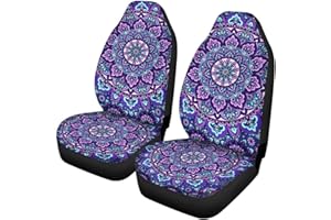 Woisttop Autositzbezüge, Motiv Mandala-Blume, Violett, 2er-Set, elastisch, Pkw-Innenraumschutz, passend für die meisten Pkw, Lkw, Lieferwagen, SUV, Geschenk für Damen