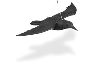 Relaxdays 2er Set Taubenschreck Krähe, Dekofigur als Vogelscheuche, Fliegender Rabe für Taubenabwehr, Gartenfigur Vogel, schwarz