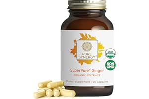 PURE SYNERGY SuperPure Ginger Extract | Ginger Root Extract Capsules | Organic Ginger Powder Digestion Supplement | for Stomach and Joint Support (60 Capsules)
