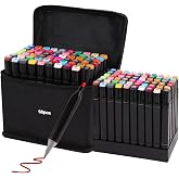 60 Piece Double End Crayon Set - Premium Quality Non-Pouring Crayons, Drying Resistant, Carrying Bag, Ca