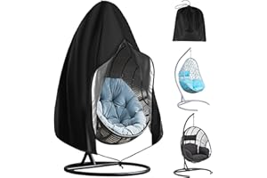 OFFCUP Hanging Egg Chair Cover, 115 * 190cm 210D Oxford Fabric Swing Chair Cover with Zipper, Waterproof Heavy Duty Windproof Furniture Protector for Outdoor Patio Garden (Silver)