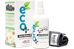 Kit de limpiador natural de lentes de óptica Ecomoist de 250 ml + gamuza de microfibra para gafas para leer y de sol, limpieza rápida y segura de lentes de gafas