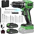 Ginour 21V Brushless Cordless Drill Set with 2 Batteries, 23+3 Torque, 50N.m Max, 2 Speeds, LED Light, 48PCS Electric Combi Drill for Home