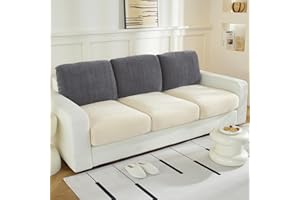 WEYOND Large Backrest Cushion Covers Super Stretch Backrest Covers for 3 Cushion Couch Sofa, Couch Back Cushion Covers Featuring with Chenille Yarn (3 Pieces, Dark Grey)